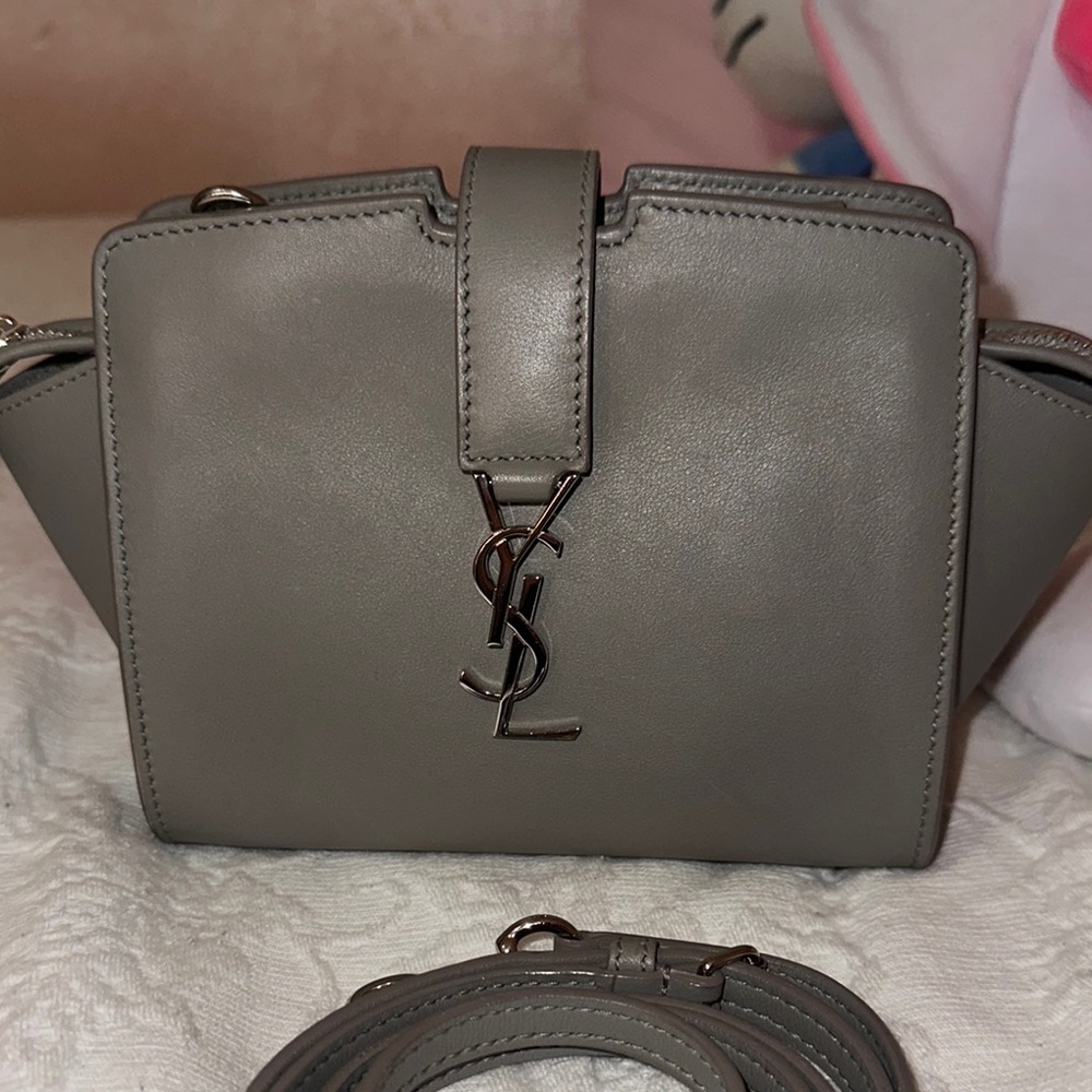 Yves Saint Laurent Gray Leather Toy Cabas Crossbody